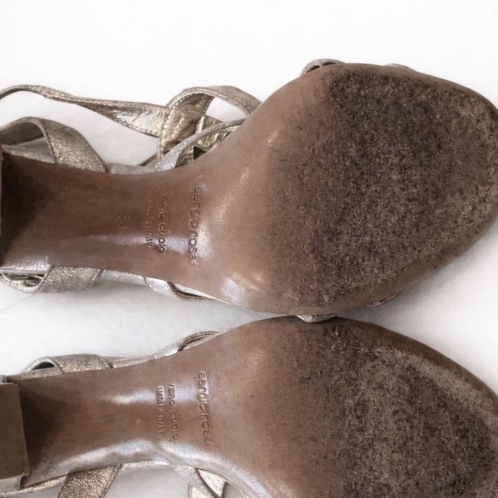 Sergio Rossi Metallic Silver Leather Sandals | Size 8 - Picture 10 of 10